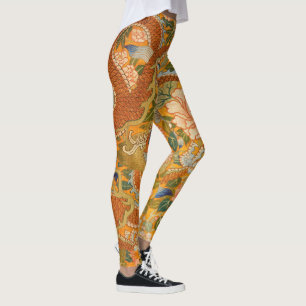 ENTWURF ZWISCHEN PONIEN,BLUME,GRÜNEN BLÄTTER LEGGINGS