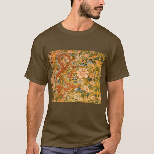 ENTWURF ZWISCHEN PONIEN,BLUME,GRÜNEN BLÄTTER T-Shirt (Vorderseite)