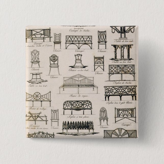 Entwürfe für Gartensitze, von 'einem Kompendium Button (Vorderseite)