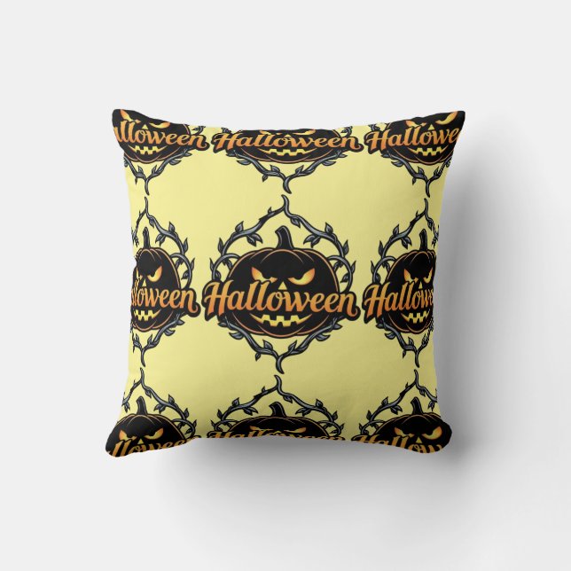 Entwürfe von Whimsical Pumpkin und Ghost Cushion Kissen (Rückseite)