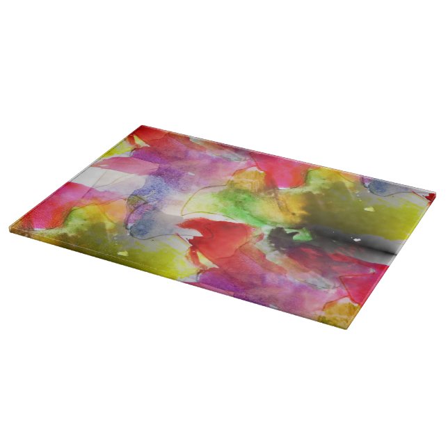 Entwurfsbeschaffenheit rot, gelbes Aquarell Schneidebrett (Ecke)