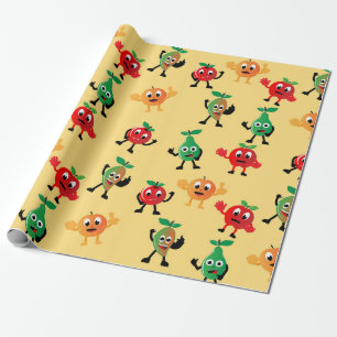 Entwurfsmuster mit niedlichem Fruchtcharakter Geschenkpapier