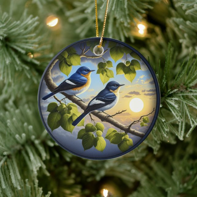 Entzückende Acadian Fliegenschnäpper Weihnachtssze Keramik Ornament (Von Creator hochgeladen)