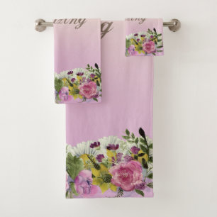 Entzückende Aquarellblumen - Du bist unglaublich Badhandtuch Set