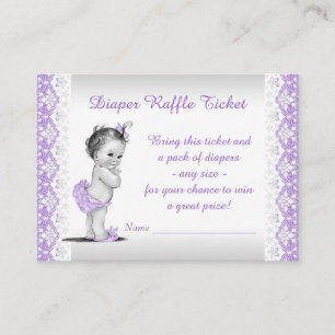 Entzückende Baby-Mädchen-lila Windelraffle-Karte Begleitkarte
