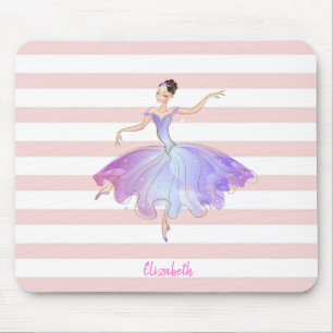 Entzückende Ballerina Rosa Weiße Streifen Mousepad