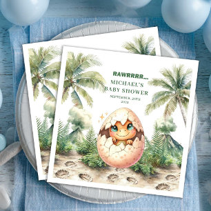 Entzückende Blaue Dino-Baby-Party Schlüpft bald Na Serviette