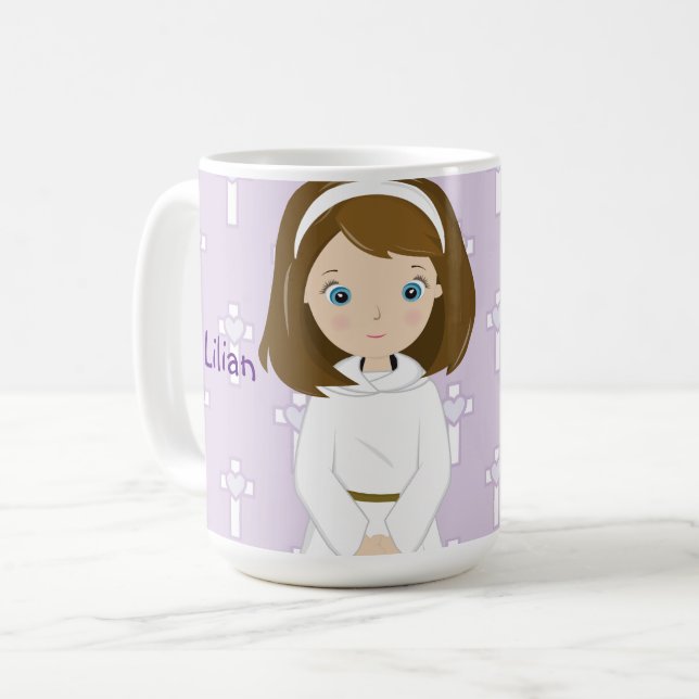 Entzückende brünette Tasse des (Vorderseite Links)
