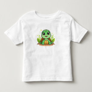 Entzückende Cartoon-Schildkröte lächelt fröhlich Kleinkind T-shirt