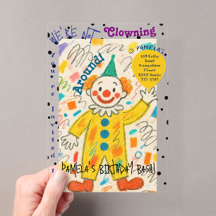 Entzückende Clown-Ballon-Acryleinladung Acryleinladungen