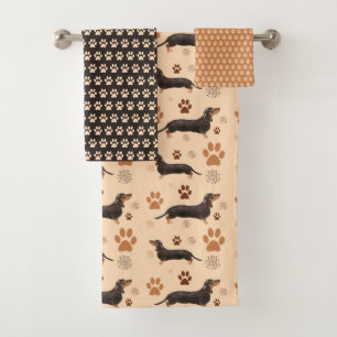 Entzückende Dachshund- & Pfoten-Handtuch-Kollektio Badhandtuch Set