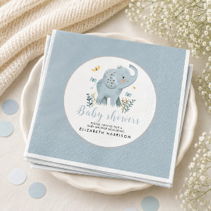Entzückende Elefant Blau Baby Boy Shower Serviette