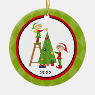 Entzückende Elfe, die Baum-Weihnachtsverzierung Keramikornament