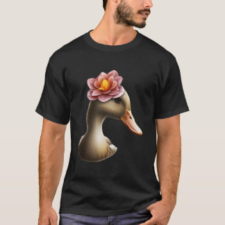 Entzückende Ente Mit Einer Blume Schöne Ente Blume T-Shirt