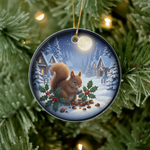 Entzückende festliche Weihnachtsszene Keramik Ornament
