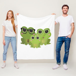 Entzückende Froschfamilie – Papa, Mama und Babyfro Fleecedecke
