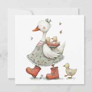 Entzückende Gans - Whimsical Muttertags-Mama-Babys Karte