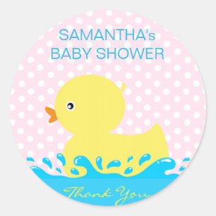 Entzückende gelbe blaue rosa Ducky GummiBabyparty Runder Aufkleber