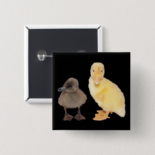 Entzückende gelbe und graue Entlein-Fotografie Button (Vorne & Hinten)