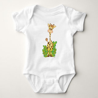 Entzückende Giraffe mit Blätter-T - Shirt