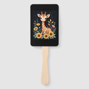Entzückende Giraffe umgeben von Blumen Langarmshir Fächer