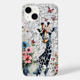 Entzückende Giraffe Wildblumen Schmetterlinge und Case-Mate iPhone 14 Hülle