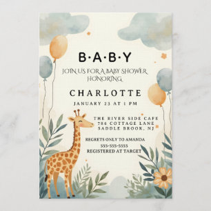 Entzückende Giraffen-Baby-Party Einladung