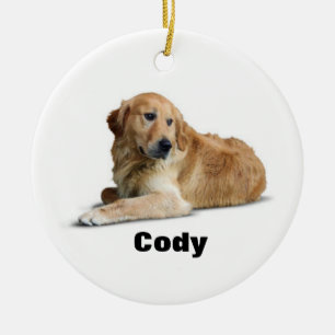 Entzückende golden retriever-Hundeverzierung Keramikornament