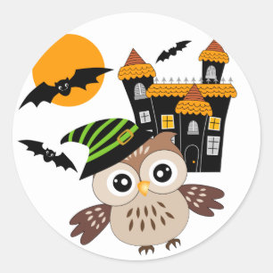 Entzückende Halloween-Eulen-Aufkleber Runder Aufkleber