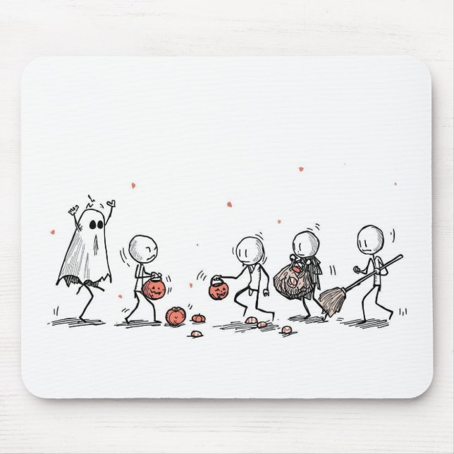 Entzückende Halloween-Strichmännchen-Szene Mousepad (Vorne)