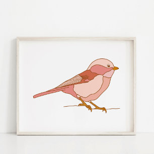 Entzückende handgezeichnete Vogelkunst Poster