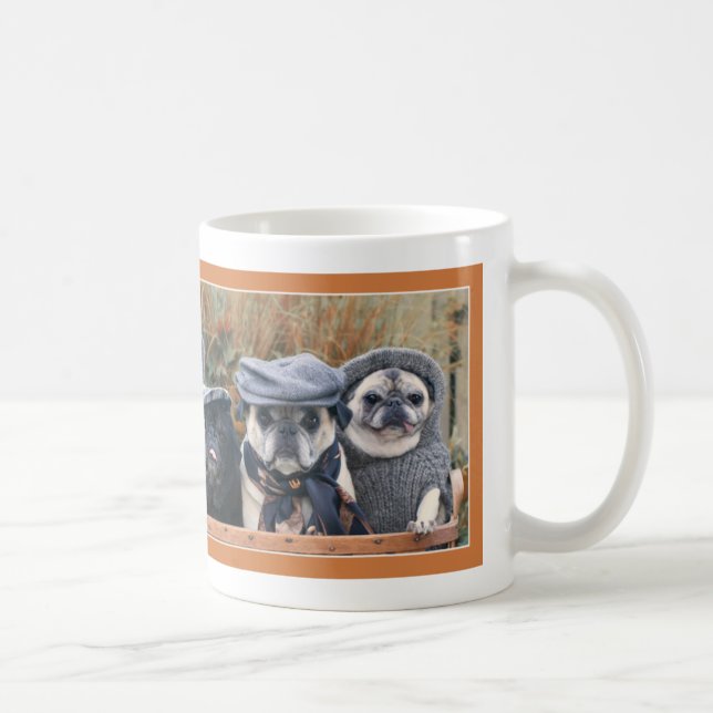 Entzückende Herbst-Mops-Tasse durch Möpse und Kaffeetasse (Rechts)