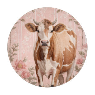 Entzückende Jersey-Kuh Rosa Floral Schneidebrett