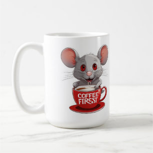Entzückende Kaffe Maus in roter Tasse