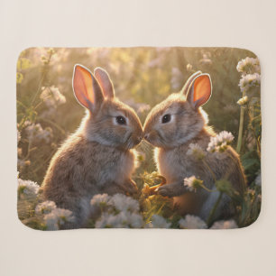Entzückende Kaninchen im Frühlingswiesen-Design Sherpadecke