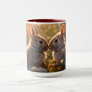 Entzückende Kaninchen im Frühlingswiesen-Design Tasse