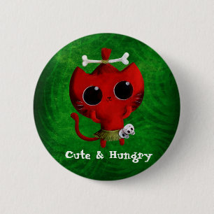 Entzückende Kannibale-Halloween-Katze Button