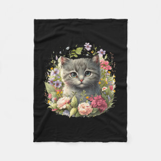 Entzückende Katze süßes Kätzchen floralpng Fleecedecke