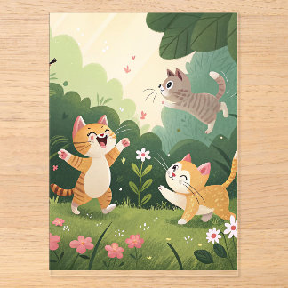 Entzückende Katzen beim Spielen – Reine Gartenfreu Acryleinladungen
