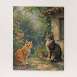 Entzückende Katzen-Gartenszene
