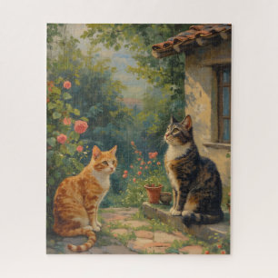 Entzückende Katzen-Gartenszene