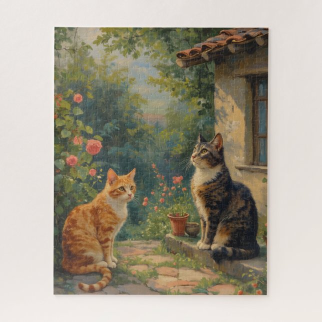Entzückende Katzen-Gartenszene (Vertikal)