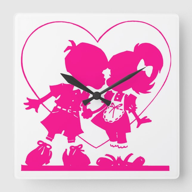 Entzückende KinderWanduhr Quadratische Wanduhr (Vorderseite)