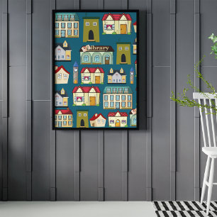 Entzückende Kinderzimmer-Kunst l Schule l Navy Bla Poster