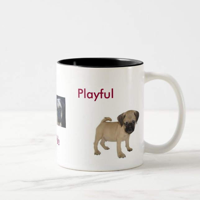 Entzückende, liebenswürdige, Playful Puggle Tasse (Rechts)