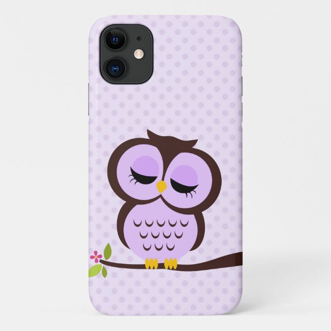 Entzückende lila Eule Case-Mate iPhone Hülle (Rückseite)