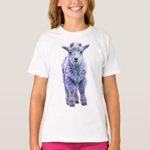 Entzückende lila flauschige Bergziegenkinder T-Shirt