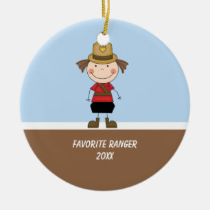 Entzückende Mädchen-Förster-Verzierung Keramikornament