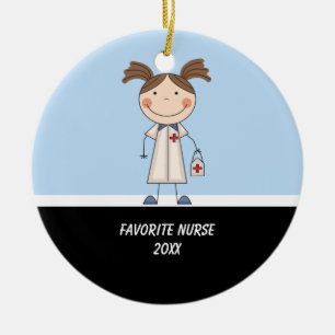 Entzückende Mädchen-Krankenschwester-Verzierung Keramik Ornament