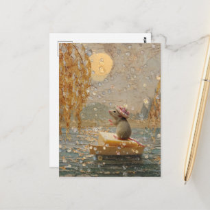 Entzückende Maus, die auf einem Seifenschiff den F Postkarte